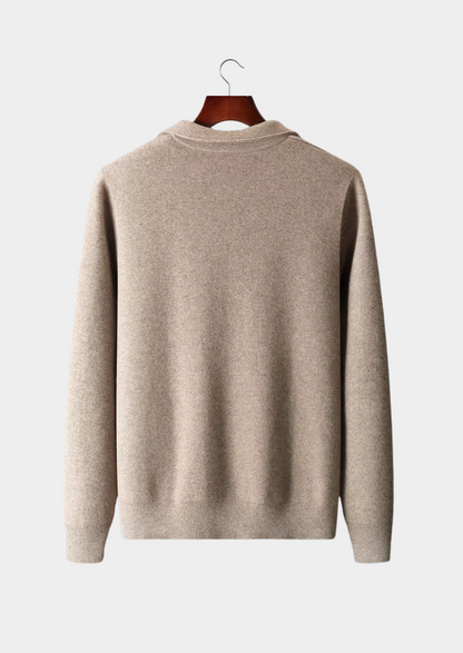 MERINO WOOL ZIP POLO CARDIGAN